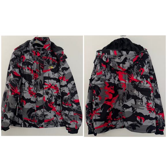 COOKFIP Winter Jacket in Black/Gray/Red - Picture 1 of 9